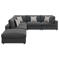 Serene 6-piece Upholstered Modular Sectional Sofa Charcoal - 551324-SET