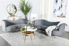 Sophia 2-piece Upholstered Channel Tufted Sofa Set Grey - 506864-S2