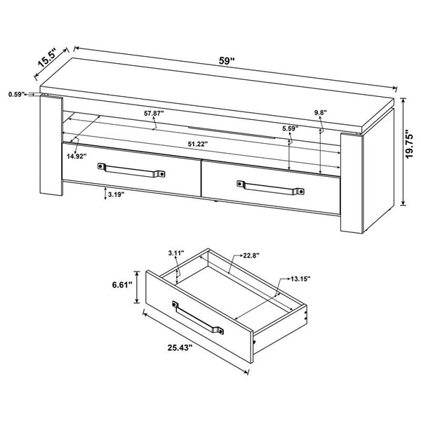 Elkton 2-drawer Engineered Wood 59" TV Stand Mango - 701980
