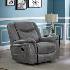 Conrad Upholstered Padded Arm Glider Recliner Grey - 650356