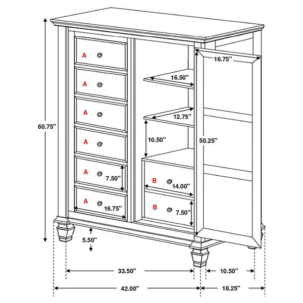 Sandy Beach 8-drawer Door Chest Storage Cream White - 201308