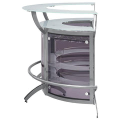 Dallas 2-shelf Curved Home Bar Silver and Frosted Glass (Set of 3) - 100135-S3