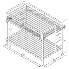 Morgan Metal Twin Over Twin Bunk Bed Blue - 2256B