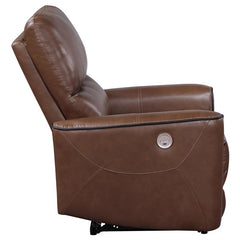 Greenfield Upholstered Power Recliner Chair Saddle Brown - 610266P
