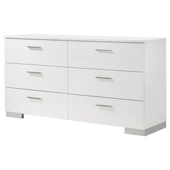 Felicity 6-drawer Dresser Glossy White - 203503