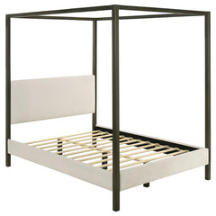 Monroe Upholstered Eastern King Canopy Bed Vanilla - 300834KE