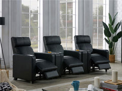 Toohey Upholstered Tufted Recliner Living Room Set Black - 600181-S3A