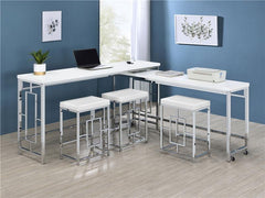 Jackson 5-piece Multipurpose Counter Height Table Set White and Chrome - 182715
