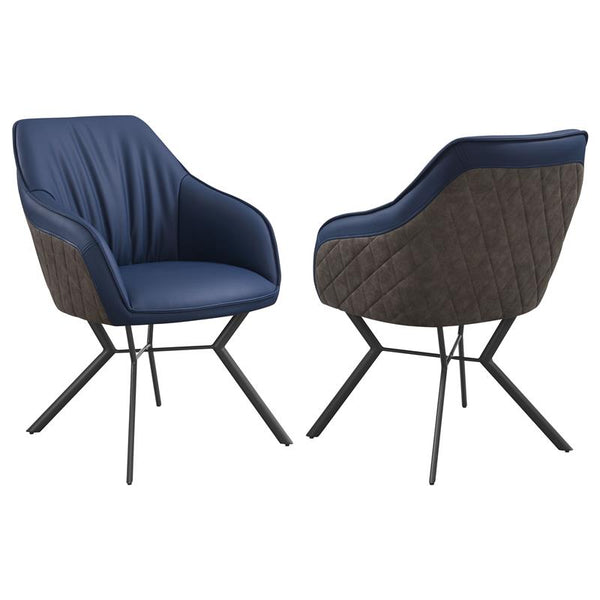 Mayer Upholstered Tufted Side Chairs (Set of 2) Blue and Brown - 193722