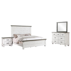 Lilith 4-piece Eastern King Bedroom Set Distressed White - 224471KE-S4