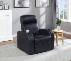 Cyrus Upholstered Track Arm Recliner Black - 600001