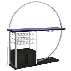 Risley 2-door Circular LED Home Bar with Wine Storage Dark Charcoal - 182799