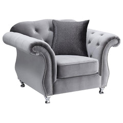 Frostine Upholstered Rolled Arm Tufted Accent Chair Silver - 551163
