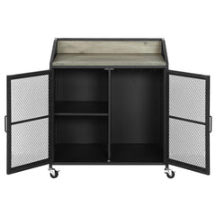 Arlette Wine Cabinet with Wire Mesh Doors Grey Wash and Sandy Black - 183476