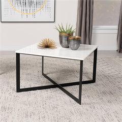 Tobin Square Marble Top Coffee Table White and Black - 707698