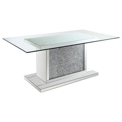 Marilyn Pedestal Rectangle Glass Top Dining Table Mirror - 115571N