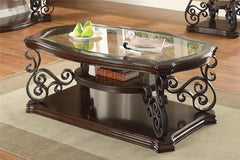 Laney 1-shelf Glass Top Rectangular Coffee Table Deep Merlot - 702448