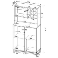 Mendoza 2-door Wine Cabinet Rustic Oak Herringbone and Gunmetal - 182082