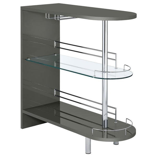 Adolfo 3-tier Bar Table Glossy Grey and Clear - 101073