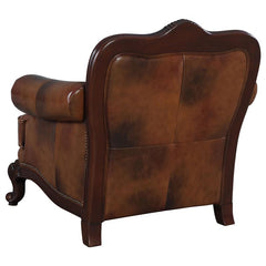 Victoria Full Leather Upholstered Rolled Arm Chair Brown - 500683