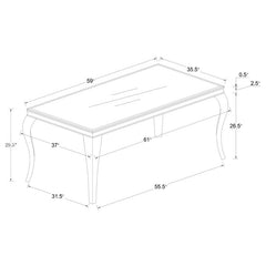 Carone 5-piece 61" Rectangular Dining Set Ink Blue and Chrome - 115091-S5B