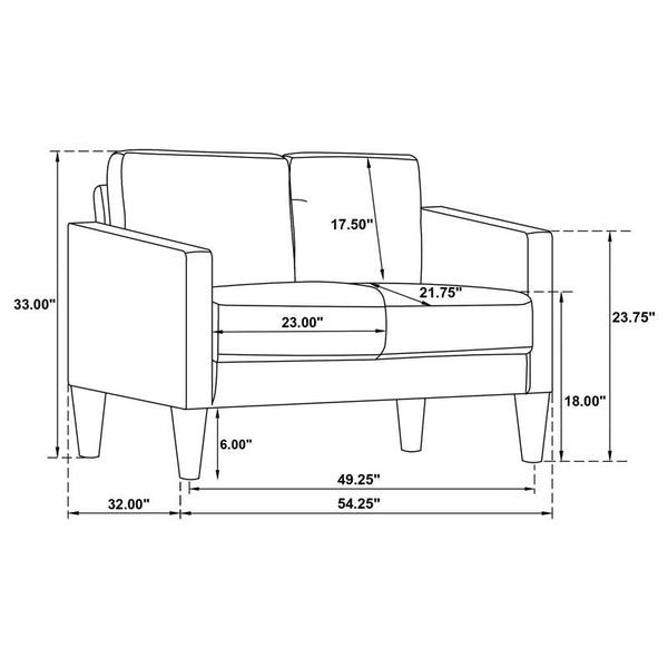 Ruth 2-piece Upholstered Track Arm Sofa Set Grey - 508365-S2
