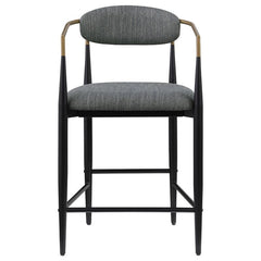 Tina Metal Counter Height Bar Stool with Upholstered Back and Seat Dark Grey (Set of 2) - 121186