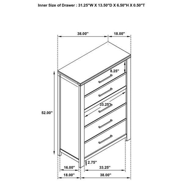 Kieran 5-piece Queen Bedroom Set Grey - 224741Q-S5