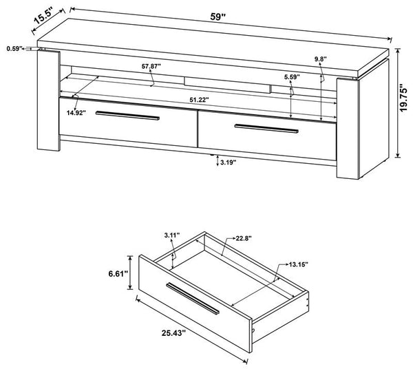 Elkton 2-drawer Engineered Wood 59" TV Stand Weathered Grey - 701979