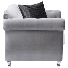 Frostine Upholstered Rolled Arm Tufted Accent Chair Silver - 551163