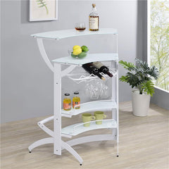 Dallas 2-shelf Home Bar White and Frosted Glass - 182136