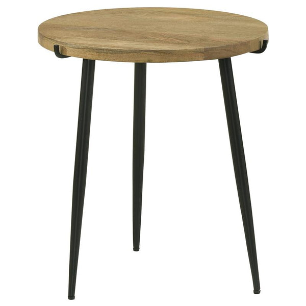 Pilar Round Solid Wood Top End Table Natural and Black - 703607