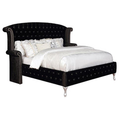 Deanna Upholstered Eastern King Wingback Bed Black - 206101KE