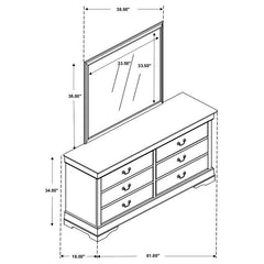Louis Philippe 6-drawer Dresser with Mirror White - 204693M