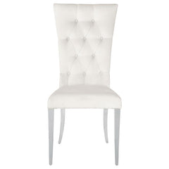 Kerwin Tufted Upholstered Side Chair (Set of 2) White and Chrome - 111102