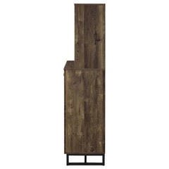 Mendoza 2-door Wine Cabinet Rustic Oak Herringbone and Gunmetal - 182082