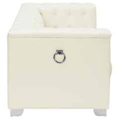 Chaviano Upholstered Track Arm Loveseat Pearl White - 505392