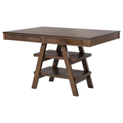 Dewey 2-drawer Counter Height Table with Open Shelves Walnut - 115208