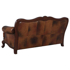 Victoria 2-piece Full Leather Upholstered Sofa Set Brown - 500681-S2