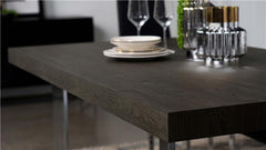 Benson Rectangular Trestle Base Dining Table Dark Oak and Chrome - 107121