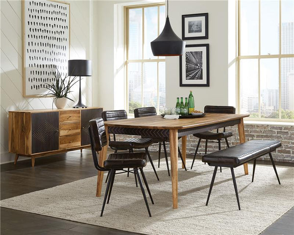 Partridge 7-piece Rectangular Dining Set Natural Sheesham and Espresso - 110571-S6E