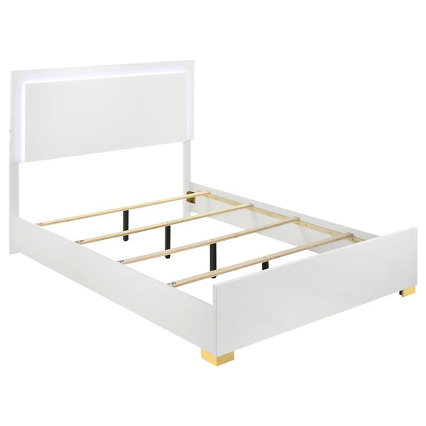 Marceline Wood Eastern King LED Panel Bed White - 222931KE