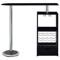 Koufax 1-drawer Bar Table Glossy Black - 120451
