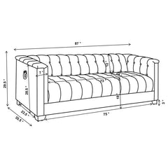 Chaviano Upholstered Track Arm Sofa Pearl White - 505391