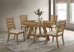 Danvers 5-piece Round 54-inch Dining Table Set Brown Oak - 109150-S5