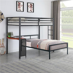 Fisher Twin Over Twin Workstation Loft Bed Set Gunmetal - 460229-S2T