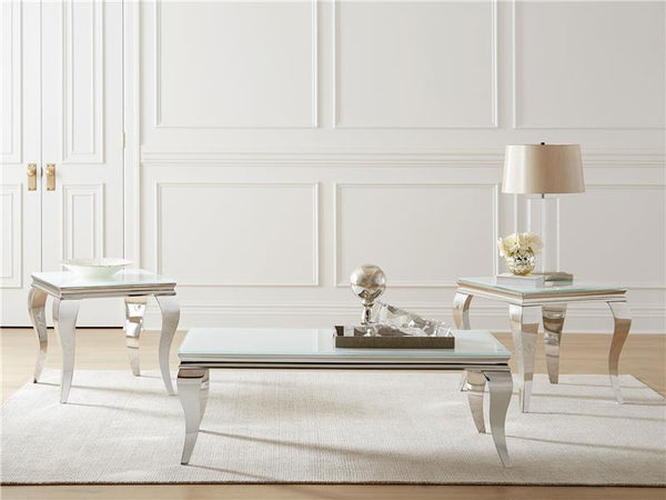 Carone Square End Table White and Chrome - 707767