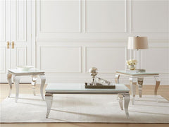 Carone Square End Table White and Chrome - 707767