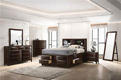 Phoenix Wood Eastern King Storage Bookcase Bed Cappuccino - 200409KE