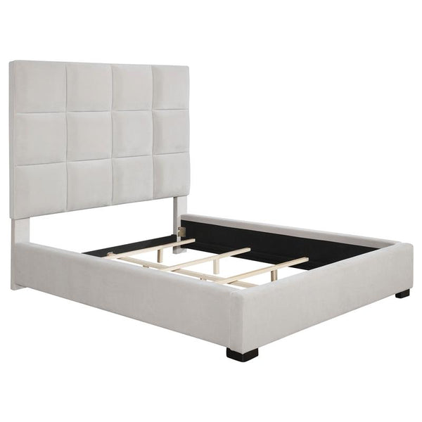 Panes Upholstered Eastern King Panel Bed Beige - 315850KE